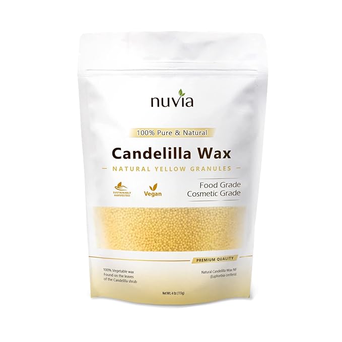 Candelilla Wax 100% Pure & Natural, Vegan - Vegetable Wax; Food & Cosmetic Grade, Granule Form; 4 oz by Nuvia Organics-Velvo Beauty