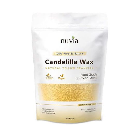 Candelilla Wax 100% Pure & Natural, Vegan - Vegetable Wax; Food & Cosmetic Grade, Granule Form; 4 oz by Nuvia Organics-Velvo Beauty