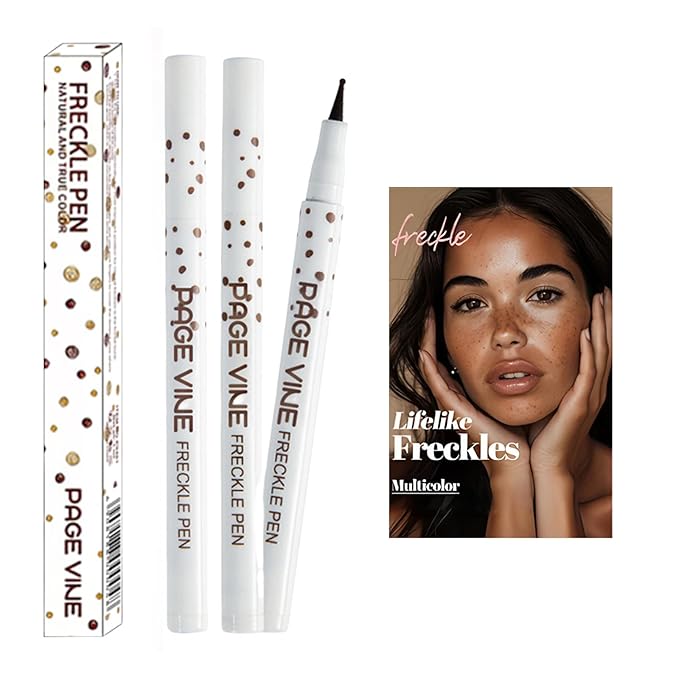 2 Pack Freckle Pen,Liquid Face Fake Freckles Makeup Pen to Create Natural Freckle Makeup and Freck beauty,Fake Freckles Waterproof for Lifelike Sunkissed Makeup,Mole Pen (02Medium+03Dark)-Velvo Beauty