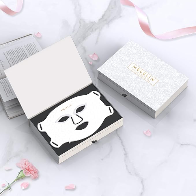 7 Colors Led Light Therapy Facial Mask, Face Light Therapy Mask for Face, Reduce Wrinkles Smooth Skin, Infrared Light Skin Rejuvenation(White)-Velvo Beauty