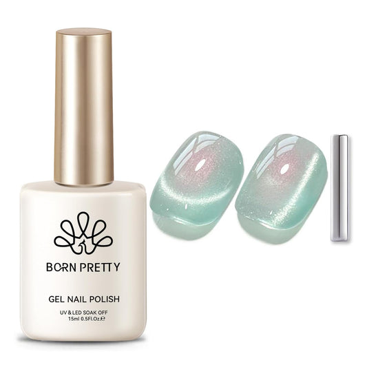 BORN PRETTY Cat Magnetic Eye Gel Nail Polish,Tuberose Green Magnetic Gel Polish Shimmer Magnetic Eye Gel Manicure Nail Art DIY 15ml-Velvo Beauty