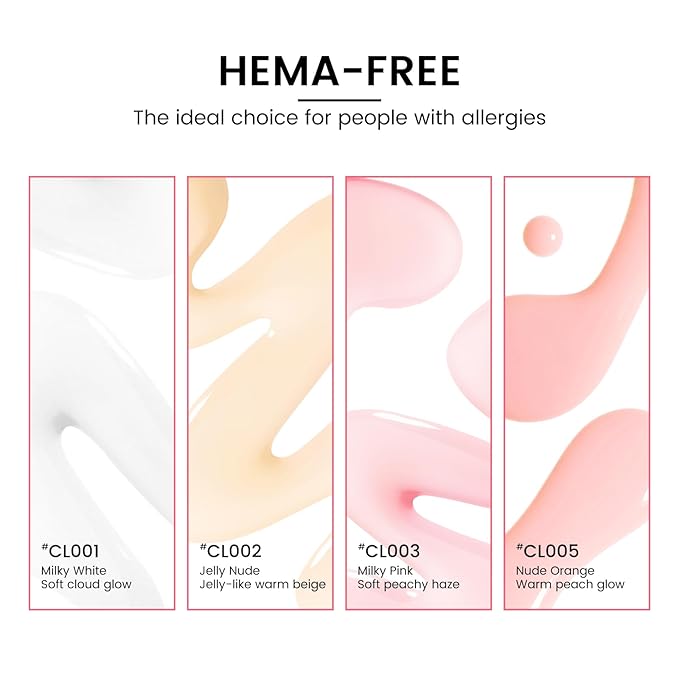 Jelly Gel Nail Polish Kit with U V Light, Hema-Free Milky Jelly White Pink Nude Orange Gel Polish Set with Base & Top Coat Chrome Nail Powder, 4 Colors Mini Salon Nail Art Starter Gift for Women Girl-Velvo Beauty