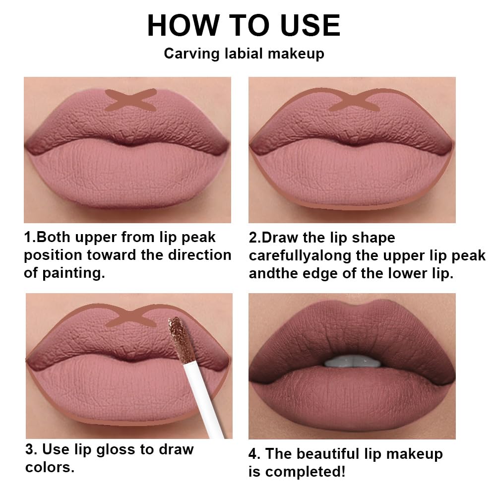 evpct 2Pcs Nuetral Nude Matte Lip Liner and Lipstick Combo Set for Women, Nude Lip Combo Set Liquid Lips Stick Gloss and Lipliner Stain Set Long Lasting Waterproof, Lips Makeup Pack 24 Hours originale-Velvo Beauty