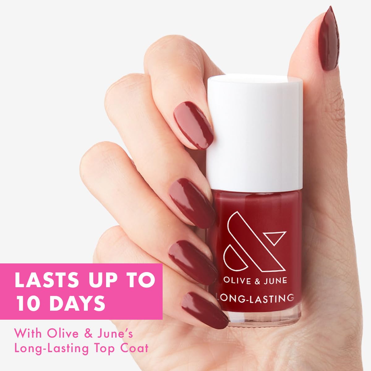 Olive & June Long Lasting Nail Polish | Plump Gel-Like Finish No Lamp Needed | Lasts up to 10 days | Salon-Quality Color at Home | 15-Free, Vegan & Cruelty-Free Chip-Resistant | Cozy Up | Brick Red-Velvo Beauty