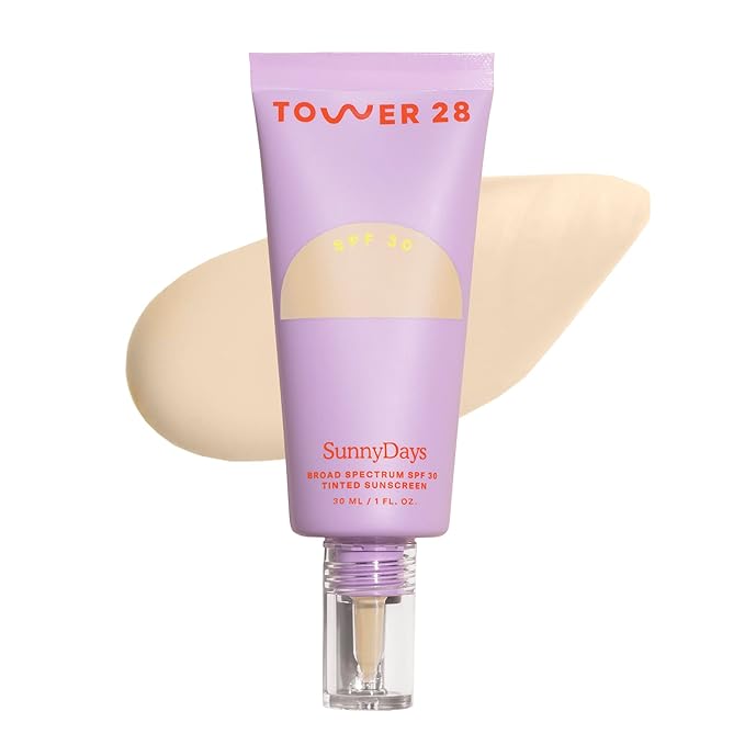 Tower 28 Beauty SunnyDays SPF 30 Tinted Mineral Sunscreen - For Sensitive Skin - 2-in-1 Facial Broad Spectrum UVA/UVB Protection + Foundation - Shade 10 LARCHMONT, 1 Fl Oz-Velvo Beauty