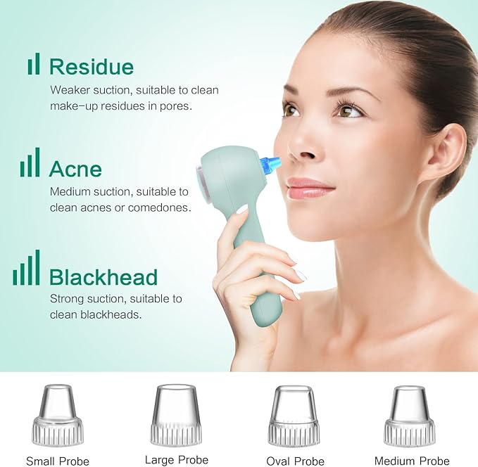 Face Scrubber Exfoliator,Facial Cleansing Brush Waterproof with LCD Screen,Blackhead Remover Vacuum with 5 Brush Heads,Face Spin Brush for Exfoliating (Green)-Velvo Beauty