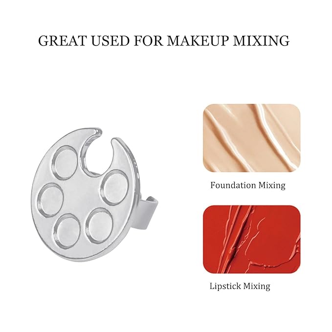 Makeup Spatula Set Stainless Steel, Make Up Tools Mini Mixing Tray with Finger Ring, Round Makeup Paint Palette-Velvo Beauty