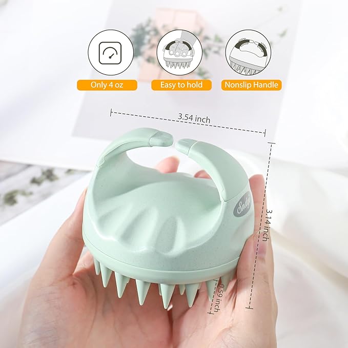 Sndyi Scalp Massager Shampoo Brush, Scalp Scrubber with Soft Silicone Bristles, Scalp Exfoliator for Dandruff Removal, Scalp Massager for Hair Growth, Wet Dry Hair Brush for Scalp Care, Green-Velvo Beauty