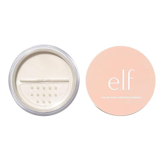 e.l.f., Halo Glow Setting Powder, Silky, Weightless, Blurring, Smooths, Minimizes Pores and Fine Lines, Creates Soft Focus Effect, Light, Semi-Matte Finish, 0.24 Oz-Velvo Beauty