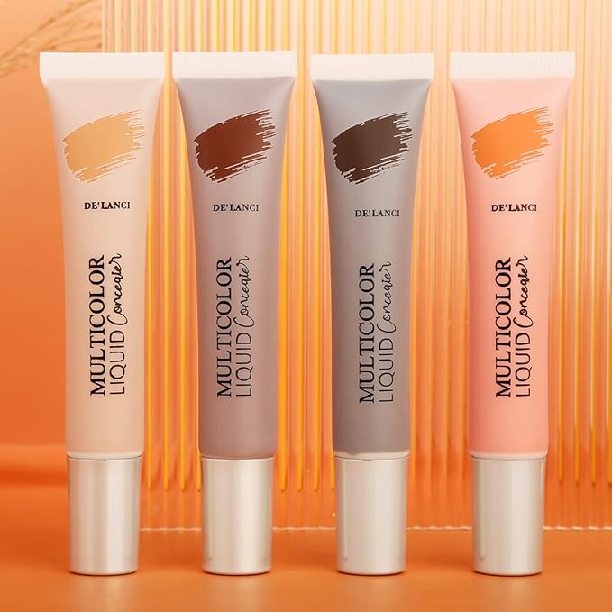 Liquid Concealer Makeup 4Pcs,Corrector Foundation for Black Women Oily Dry Skin, Foundation Concealer in One Primer Face Makeup Full Coverage, Advanced Pore Minimizer, Lightweight All-Day Hold,0.67 oz-Velvo Beauty