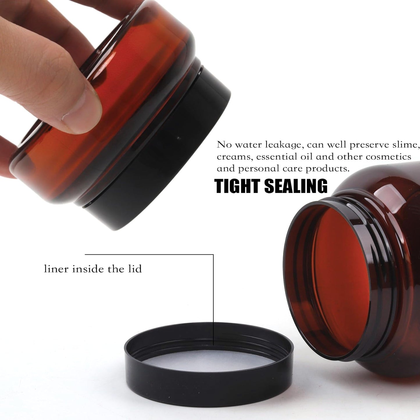 Amber Plastic Jars with Lids, 12 Pack Brown Body Scrub Jars Empty Refillable Containers Round Low Profile Samples Jars for Lotion, Body Butter, Sugar Scrub, Cream (7 OZ)-Velvo Beauty