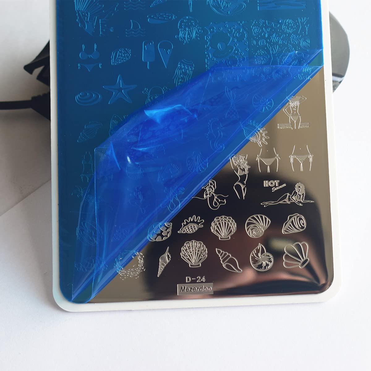 Summer Nail Art Stamping Plates Kit- 2pcs Mermaid Swan Nail Art Plate Templates Flamingo Flowers and Cute Ocean Animals Stamp Templates Set Nails DIY Design Gift for Women-Velvo Beauty