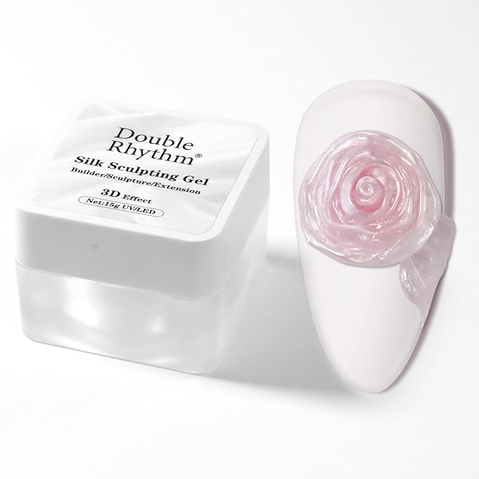 Double Rhythm 3D Nail Gel Pearl Solid Sculpting Gel for Nail Art Non-Sticky Hard for Building Carving Molding Extension Soak Off UV/LED Nail Art Salon Home DIY 0.5 Oz (Light Pink-Silk 03)-Velvo Beauty