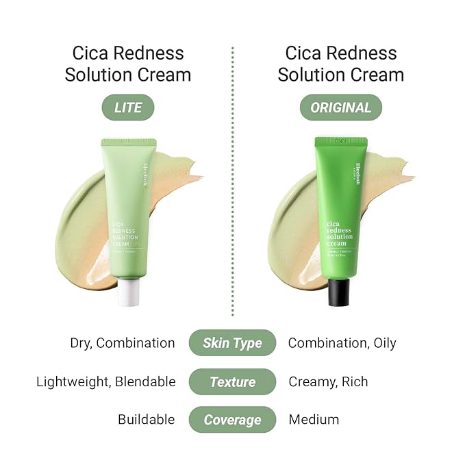 Meebak Cica Redness Solution Lite – Green Color Correcting CC Cream for Redness Relief w/Niacinamide & Centella Asiatica, Korean Tone Up Cream, Tinted Moisturizer for Sensitive, Fair to Medium Skin-Velvo Beauty