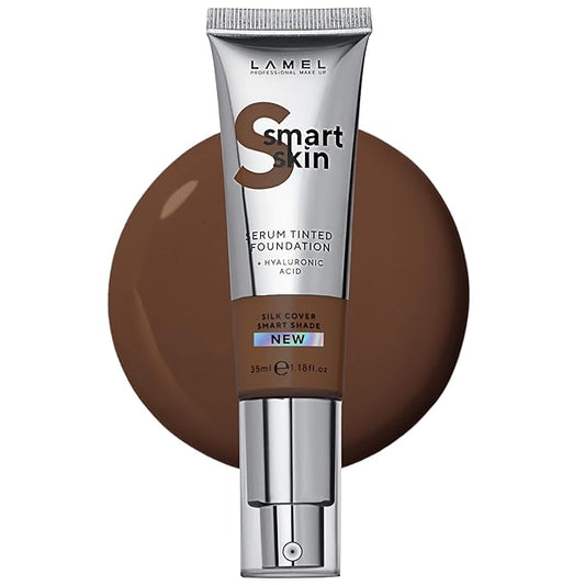 LAMEL Smartskin Serum Tinted Foundation - Hydrating & Nourishing - Hypoallergenic & Skin-Caring - Color Correcting - Anti-Aging Formula with Hyaluronic Acid, 412-1,18 fl.oz-Velvo Beauty