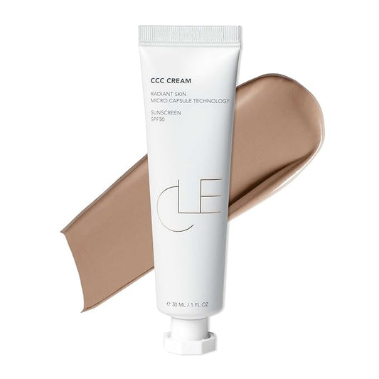 CLE Cosmetics CCC Cream (Neutral Medium 206 / SPF 50) - Color Correcting CC Cream with Sunscreen - Lightweight, Hydrating, Light to Medium Coverage Foundation - BB & CC Cream Hybrid - 1 fl oz-Velvo Beauty