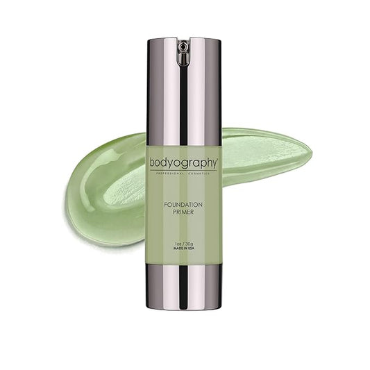 BODYOGRAPHY - Foundation Primer (Green): Flawless Anti-Aging Salon Makeup Primer w/Vitamin E, A, Jojoba, Grapeseed Oil | Control Shine | Gluten-Free, Cruelty-Free, 1 oz.-Velvo Beauty