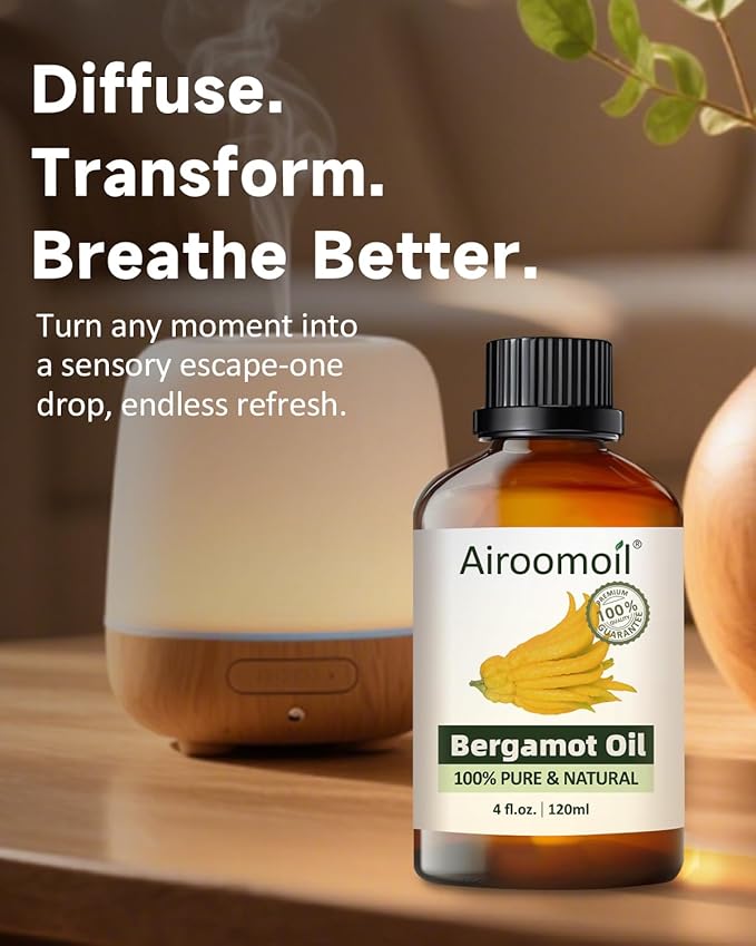 Bergamot Essential Oil Pure Citrus Oils Aromatherapy for Natural Reed Diffuser & Soap Making Fall Scents Room Spray Skin 4 Fl Oz-Velvo Beauty