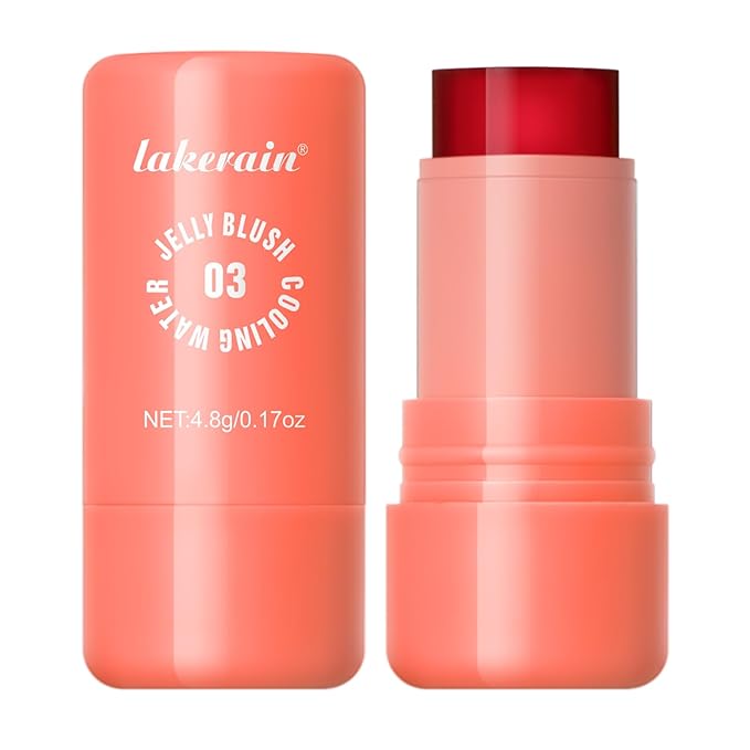 Multi-Use Cooling Water Jelly Blush/Lip Tint & Eye Shadow - Sheer Stain withBuildable Watercolor Finish - Long-Lasting Moisture - 1,000+ Swipes Per Stick - Jelly Texture for Lip & Cheek (Coral)-Velvo Beauty