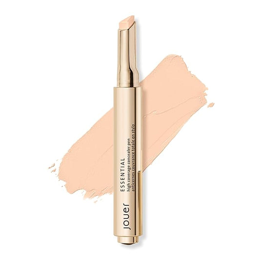 Jouer Essential High Coverage Concealer Pen - Under Eye Concealer for Dark Circles - Brightening Makeup for Eye Circles - Color Corrector Eye Primer with Hyaluronic Acid and Vitamin E-Velvo Beauty
