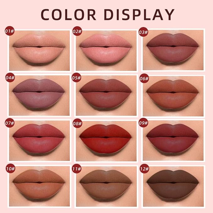 BestLand 12Pcs Matte Lipstick Lip Makeup Kit, Velvety Liquid Lipstick Waterproof Long Lasting Durable Nude Zodiac Signs Lip Gloss Beauty Cosmetics Gift Box Makeup Set Kit (12 Piece Set)-Velvo Beauty