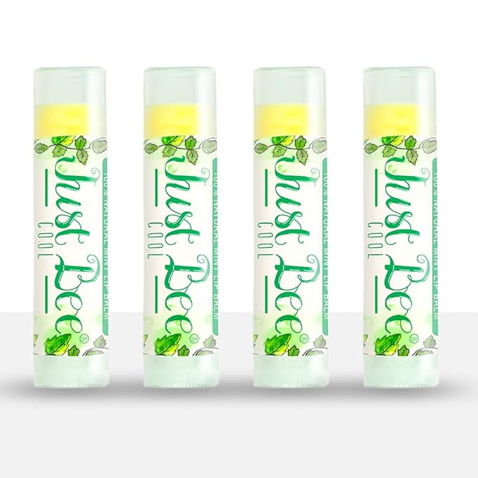 100% Natural Beeswax Lip Balm with Organic Oils (Cool Peppermint, 4 pack)-Velvo Beauty