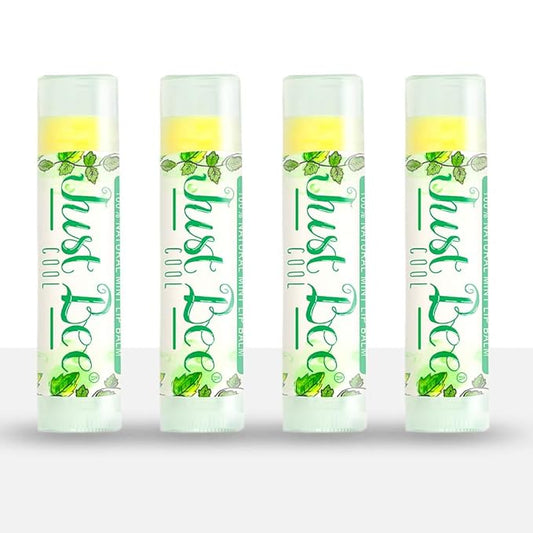 100% Natural Beeswax Lip Balm with Organic Oils (Cool Peppermint, 4 pack)-Velvo Beauty