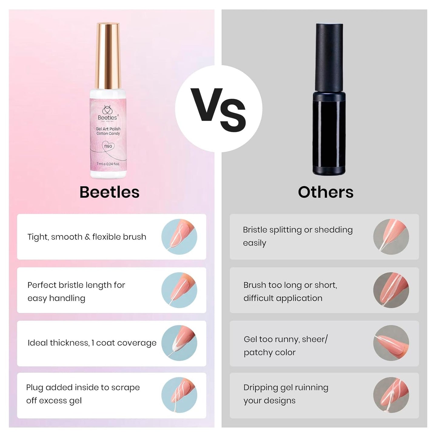 Beetles Pearl Pink Gel Liner Nail Polish,Soak Off Uv Led Pearl Gel Nail Polish Drawing Valentine Gel Polish Cotton Candy Pearlescent Swirl Gel Art Paint with Dotting Pen and Nail Charms-Velvo Beauty