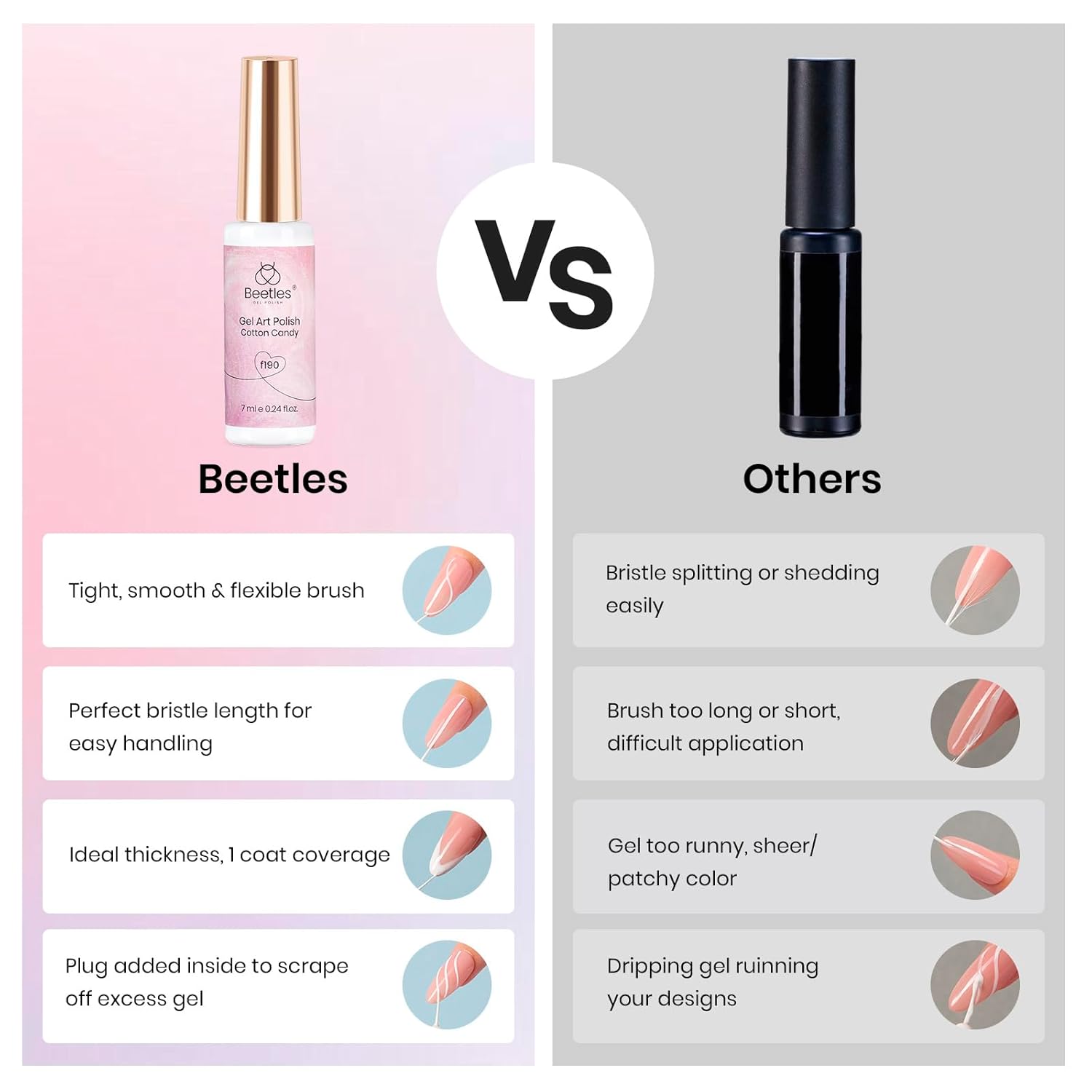 Beetles Pearl Pink Gel Liner Nail Polish,Soak Off Uv Led Pearl Gel Nail Polish Drawing Valentine Gel Polish Cotton Candy Pearlescent Swirl Gel Art Paint with Dotting Pen and Nail Charms-Velvo Beauty