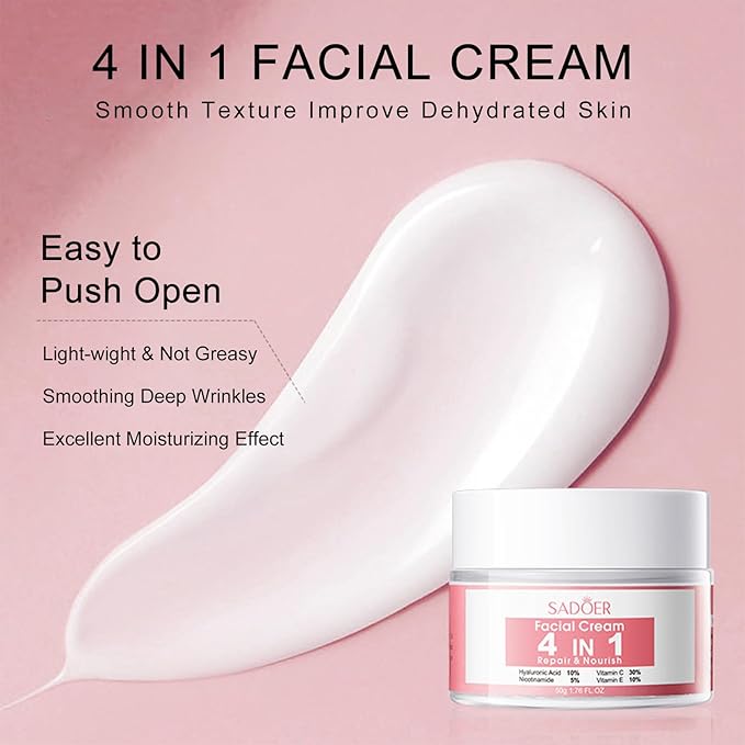 4 IN 1 Face Care Kit, Gifts for Women, Anti Aging Skin Care Set, Reduce Wrinkles with Hyaluronic Acid, Niacinamide, Vitamin C, Vitamin E, Daily Skin Care Routine, Face Skin Care Kit for Women Gift-Velvo Beauty