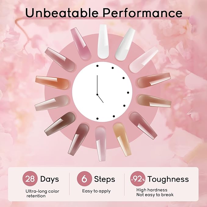 JEWHITENY 14 Colors Poly Extension Gel Nail Kit With U V Lamp Nude Pink White Brown All In One Poly Gel Starter Kit With Base Top Coat Manicure Salon Frence Nail Art DIY-Velvo Beauty