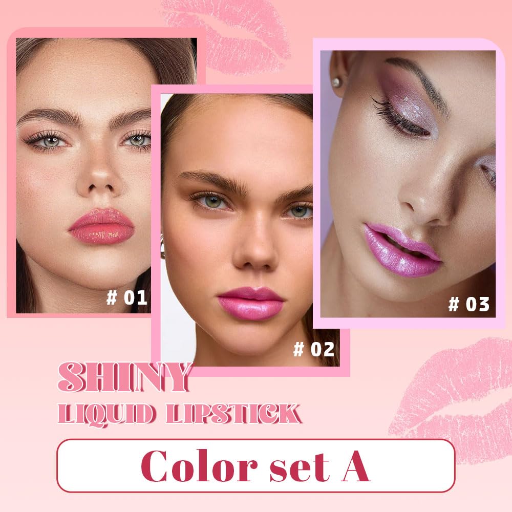 3Pcs Metallic Lipstick for Women,Lightweight Glitter Sparkling Liquid Lipsticks,Shimmer Lip Gloss Stain Long Lasting Waterproof Smudge Proof Non-Drying 24 Hour Full Coverage Lip Makeup,Vegan-Velvo Beauty