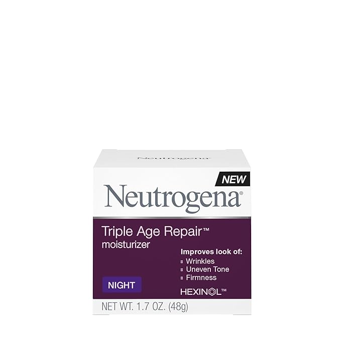 Neutrogena Triple Age Repair Night Cream, 1.7oz Jar, Anti-Aging Face Cream, Face Moisturizer For Women & Men, Hydrating Night Face Moisturizer for Even Skin Tone & Firming, Vitamin C-Velvo Beauty