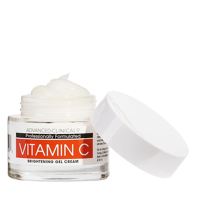 Advanced Clinicals Brightening Vitamin C Face Cream Gel With Niacinamide + Hyaluronic Acid | Vitamin C Moisturizer Lotion For Face Visibly Diminishes Look Of Dark Spots & Uneven Skin Tone, 2.5 Fl Oz-Velvo Beauty