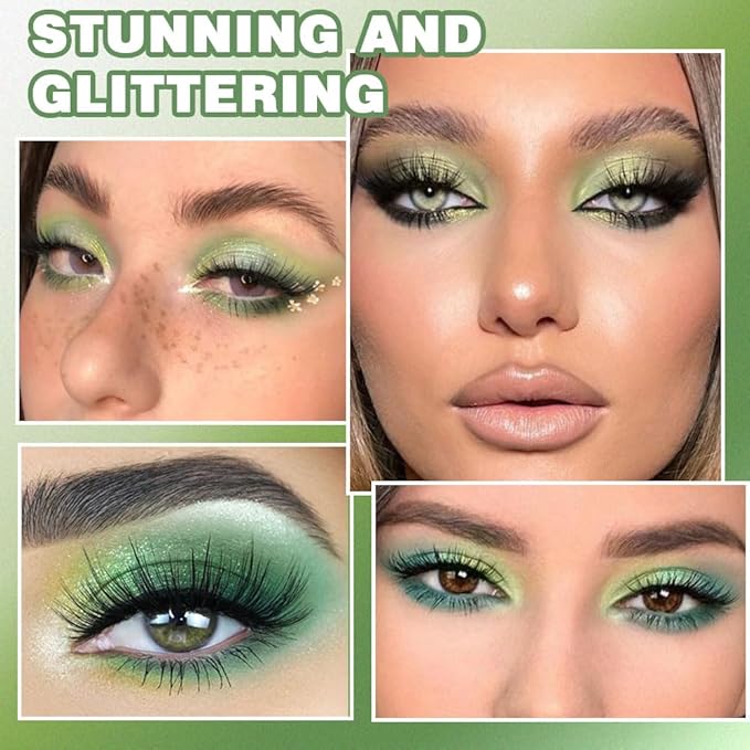 SUAKE Waterproof 9 Colors Shimmer Matte Eyeshadow Palette.Longwearing Highly Pigmented Glitter Eye Makeup Palet. Sparkle Pearlescent paleta de sombras 1# Gold Green-Velvo Beauty