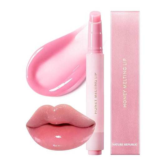 Nature Republic HONEY MELTING LIP PLUMPING (11 PINK) SOFT LIP STICK Tint & Plump Hydrating Gloss, Moisturizing balms, Volumizing formula & Sheer tint, Glowy Finish, korean make up-Velvo Beauty