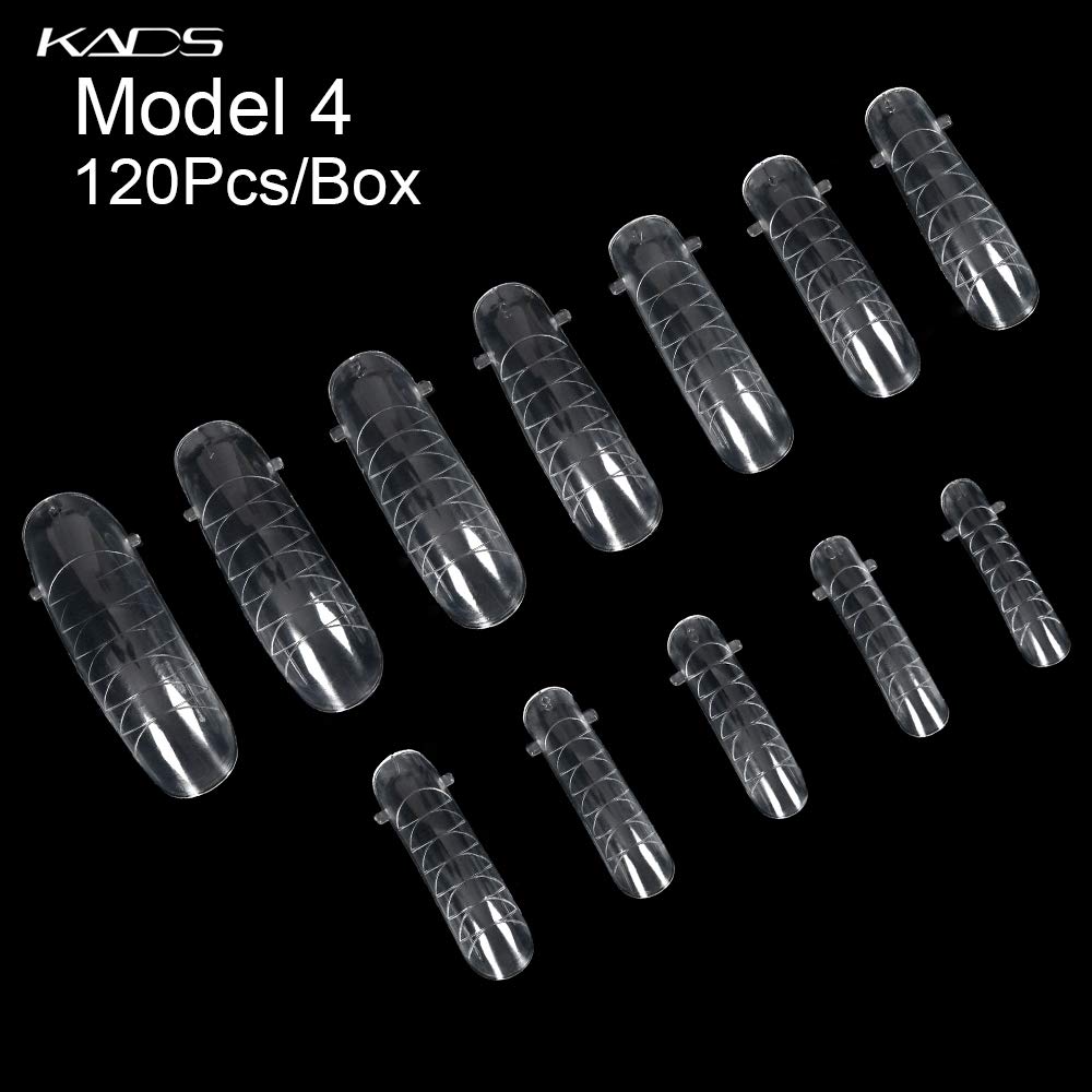 KADS 120PCS Clear Full Cover Dual Nail System Form UV Gel Acrylic Nail Art Mold Artificial Nail Tips with Scale for Extension (MODEL 4)-Velvo Beauty