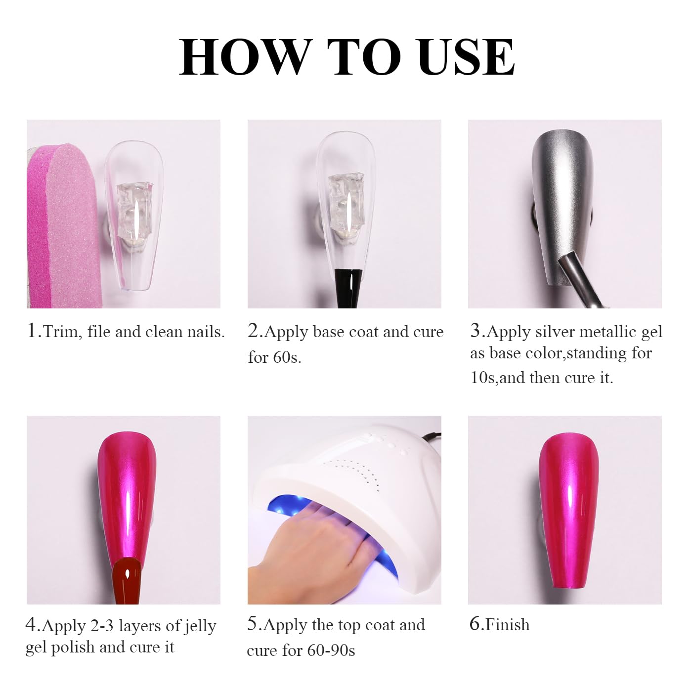 Imtiti Metallic Gel Nail Polish Set, 2 Pcs 10ml Chrome Mirror Shine GEl POlish & Sky Blue Jelly GEL Soak Off UV LED Spring Summer Art Manicure Salon DIY Design Kit-Velvo Beauty