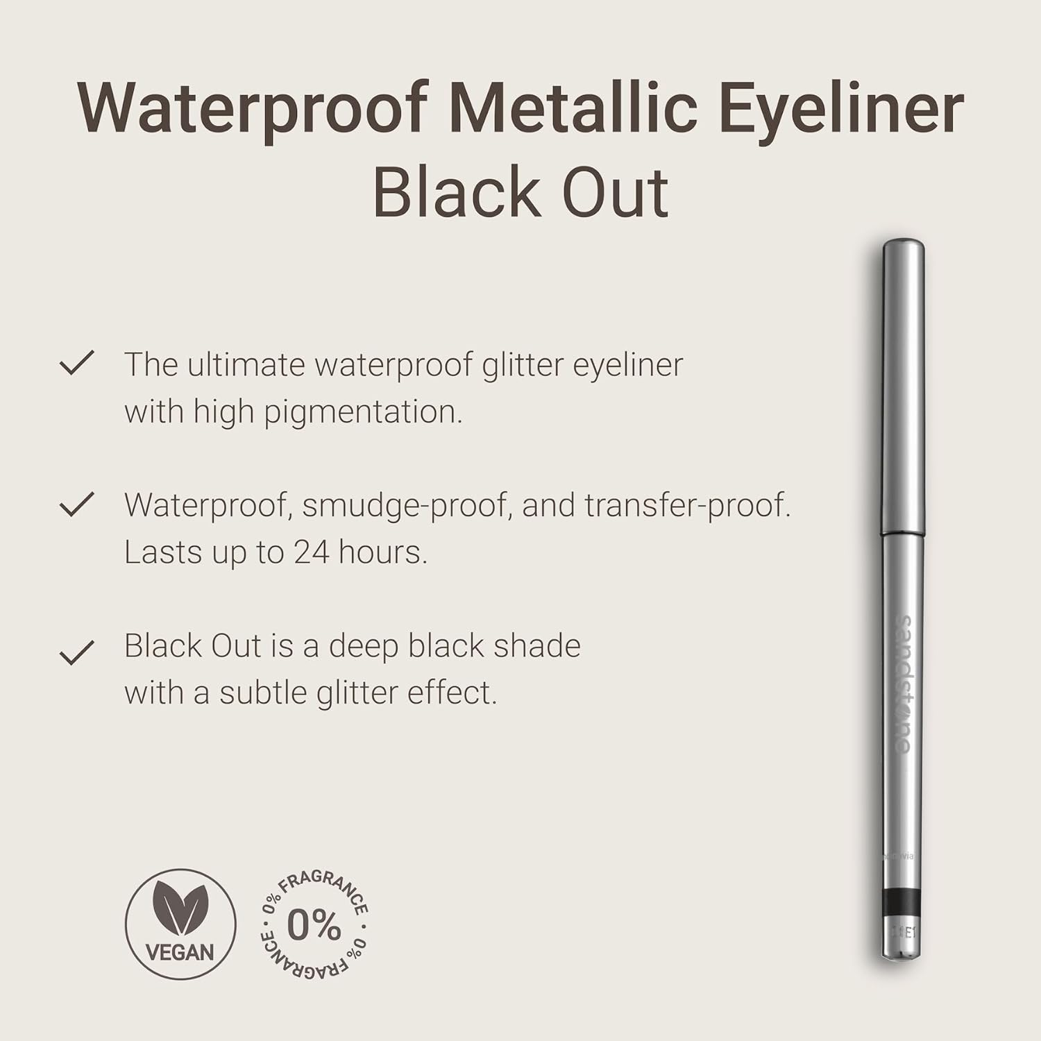 Hypoallergenic Waterproof Eyeliner - Fragrance Free Metallic Eye liner - Vegan and Cruelty Free Eye Pencil - Eyeliner Pencil for Sensitive Eyes (Black)-Velvo Beauty