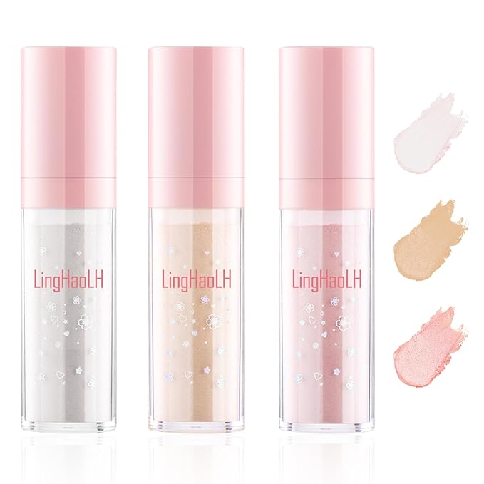 3 Colors Glitter Powder Highlighter Makeup,Polvo De Hadas,Pearlescent Patting Powder,Three-Dimensional Fairy Dust Highlight Patting Powder for Body and Face-Velvo Beauty