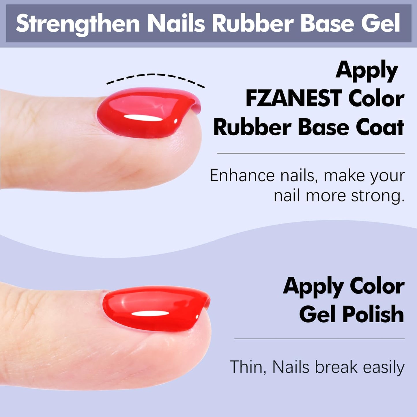 FZANEST Red Gel Polish Rubber Builder Base Coat Nail Strengthen Extension Harder for Thin Fragile Nails-Velvo Beauty