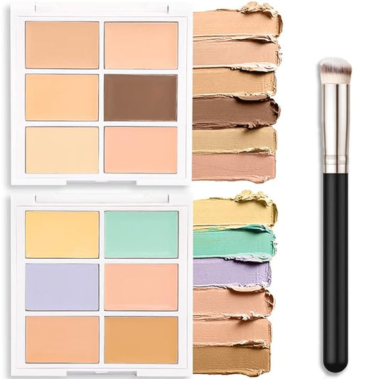 evpct 12 Color Conceal Correct Cream Contour Makeup Palette for Mature Skin Color Correcting Conceal trouble spots dullness dark circles Correct discolorations Camouflage imperfections Covers redness-Velvo Beauty