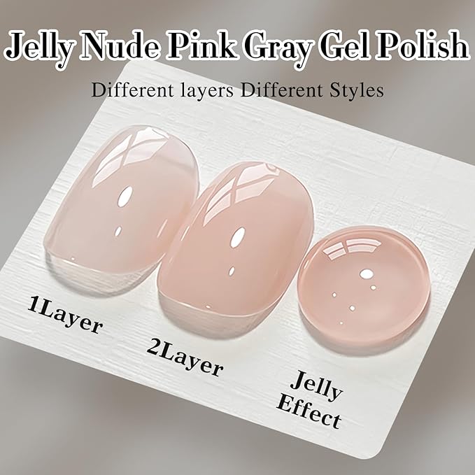 Double Rhythm Translucent Gel Polish Sheer Neutral Natural Light Milky Same Color Same Bottle 15ML Jelly Polish Art DIY at Home (Milky Pink -A1374)-Velvo Beauty