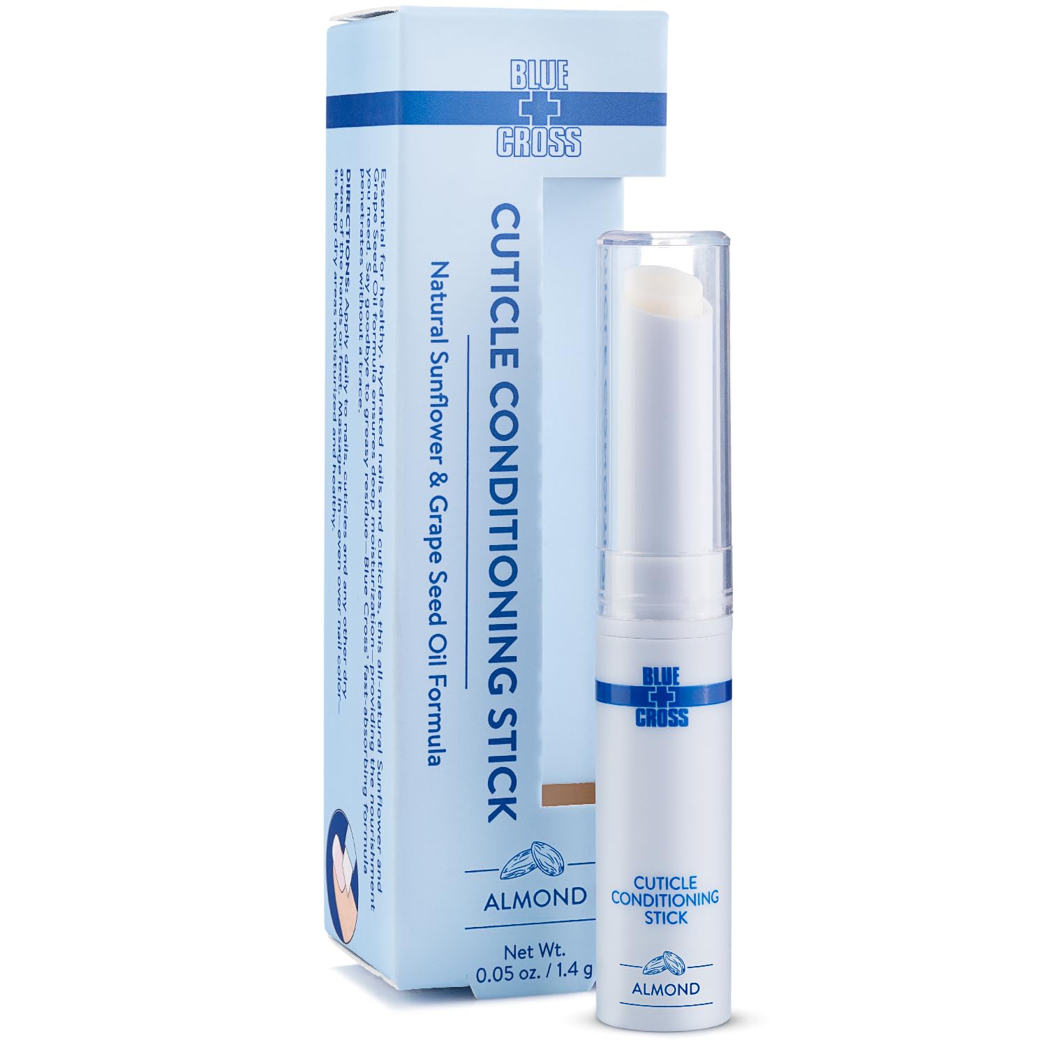 Blue Cross Cuticle Balm Conditioning Stick, Scented Cuticle Softener Oil Balm with Nourishing Sunflower & Grape Seed Oil, Professional Nail Care Supports Dry + Damaged Cuticles, 0.05oz, Almond-Velvo Beauty
