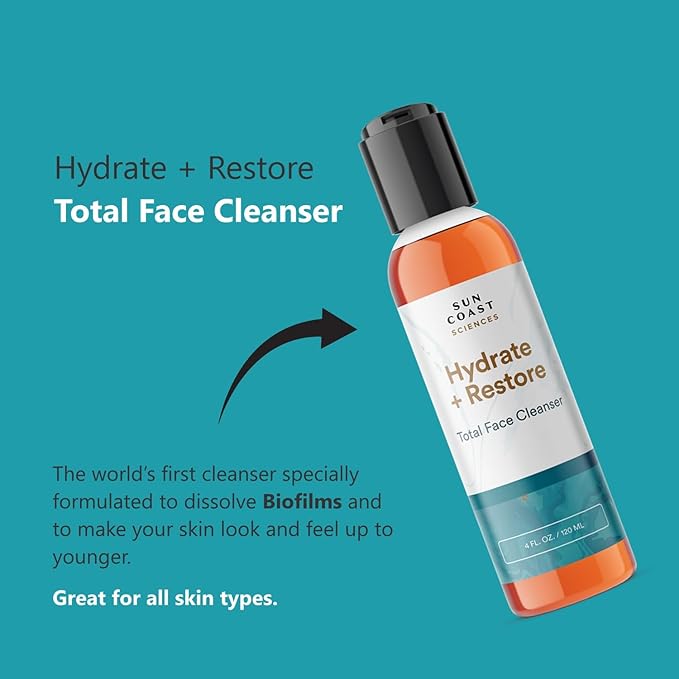 SUN COAST SCIENCES - Hydrate + Restore Total Face Cleanser, Vitamina B, Hydrating Facial Cleanser With Niacinamide for All Skin Types - 4 fl oz-Velvo Beauty