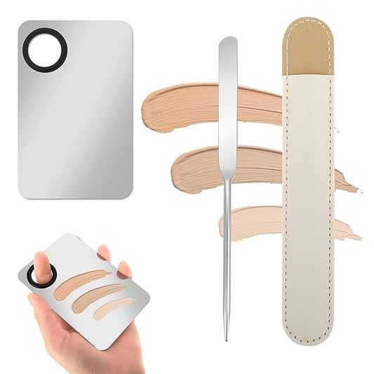 Picasso Spatula Makeup Korean Stainless Steel Makeup Spatula and Palette Set Professional Facial Makeup Tools Foundation Spatula Cosmetic Spatula Tool Makeup Mixing Palettes-Velvo Beauty