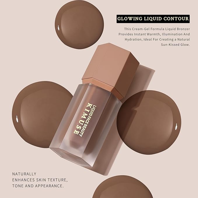 KIMUSE Soft Liquid Contour Stick, Glow Liquid Cream Bronzer, Weightless, Long-Wearing, Smudge Proof, Natural-Looking, Blendable, Bronzer Makeup-Velvo Beauty