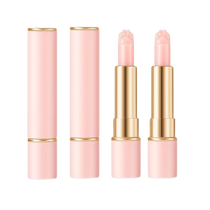 2PCS Thermochromic Lip Balm,Cat Paw Shaped Color Changing Lip Balm, Mini Cute Moisturizing Lip Balm, Long Lasting Lip Balm for Dry Lips Temperature Change Fruit Jelly Lipstick for Female Student-Velvo Beauty