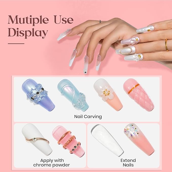 MIZHSE Solid Builder Gel, Nail Sculpture Gel Non-Sticky 4 Colors Nude Clear White Pink Hard Builder Nails UV LED Nail Extension for Salon Manicure Home DIY-Velvo Beauty
