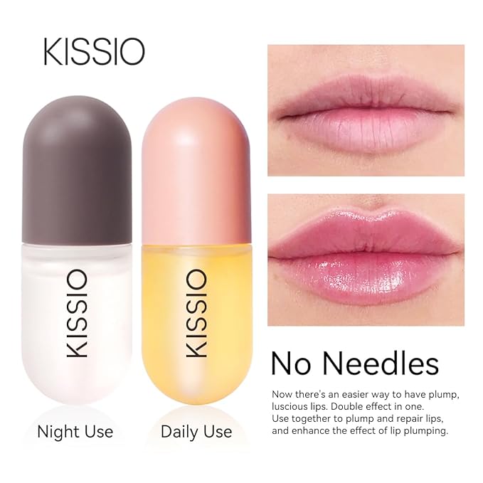 KISSIO Lip Plumper Set,Natural Lip Plumper,Lip Care, Lip Plumper Gloss,Lip Moisturizing Beautiful,Day Ues And Night Ues Set(2PCS)-Velvo Beauty
